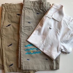 Lot: 2 shorts, 1 shirt—VINEYARD VINES/GAP, size16